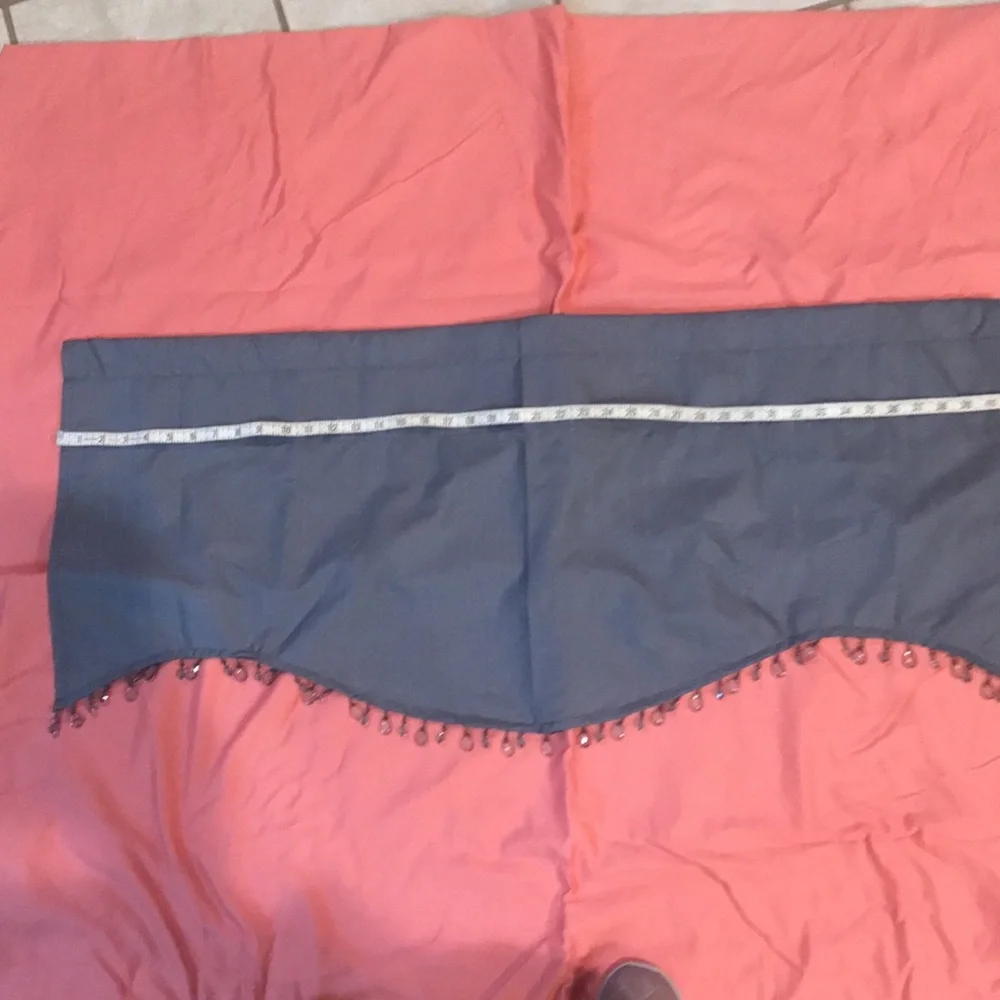 Curtain Valance Gray with Beaded Bottom